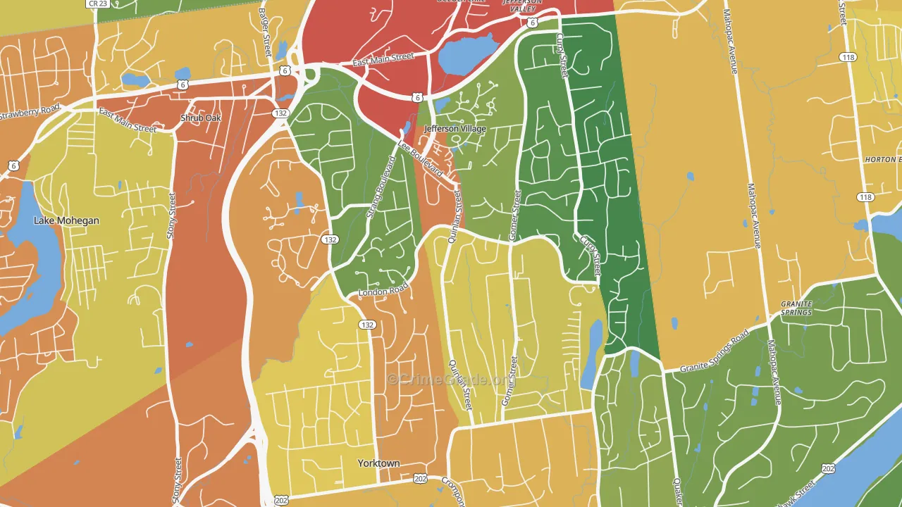 Jefferson Valley-Yorktown, NY Map of Burglary Rates