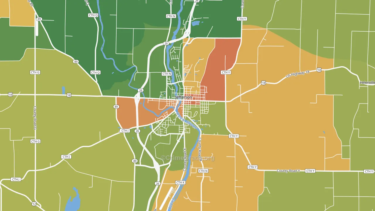 Jefferson, WI Map of Burglary Rates