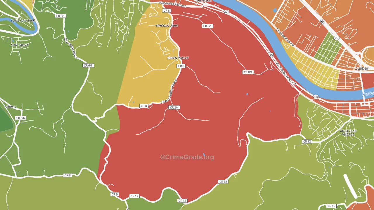 Jefferson, WV Map of Burglary Rates