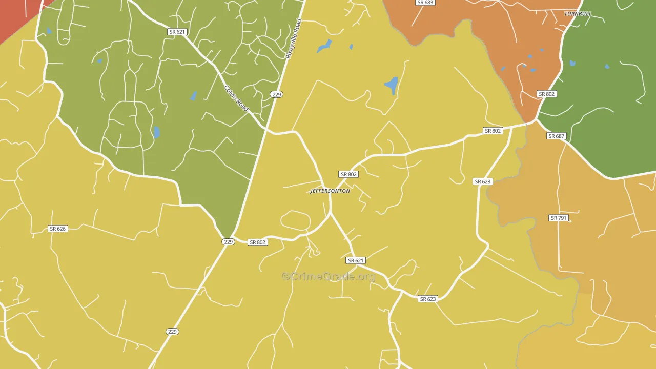 Jeffersonton, VA Map of Burglary Rates
