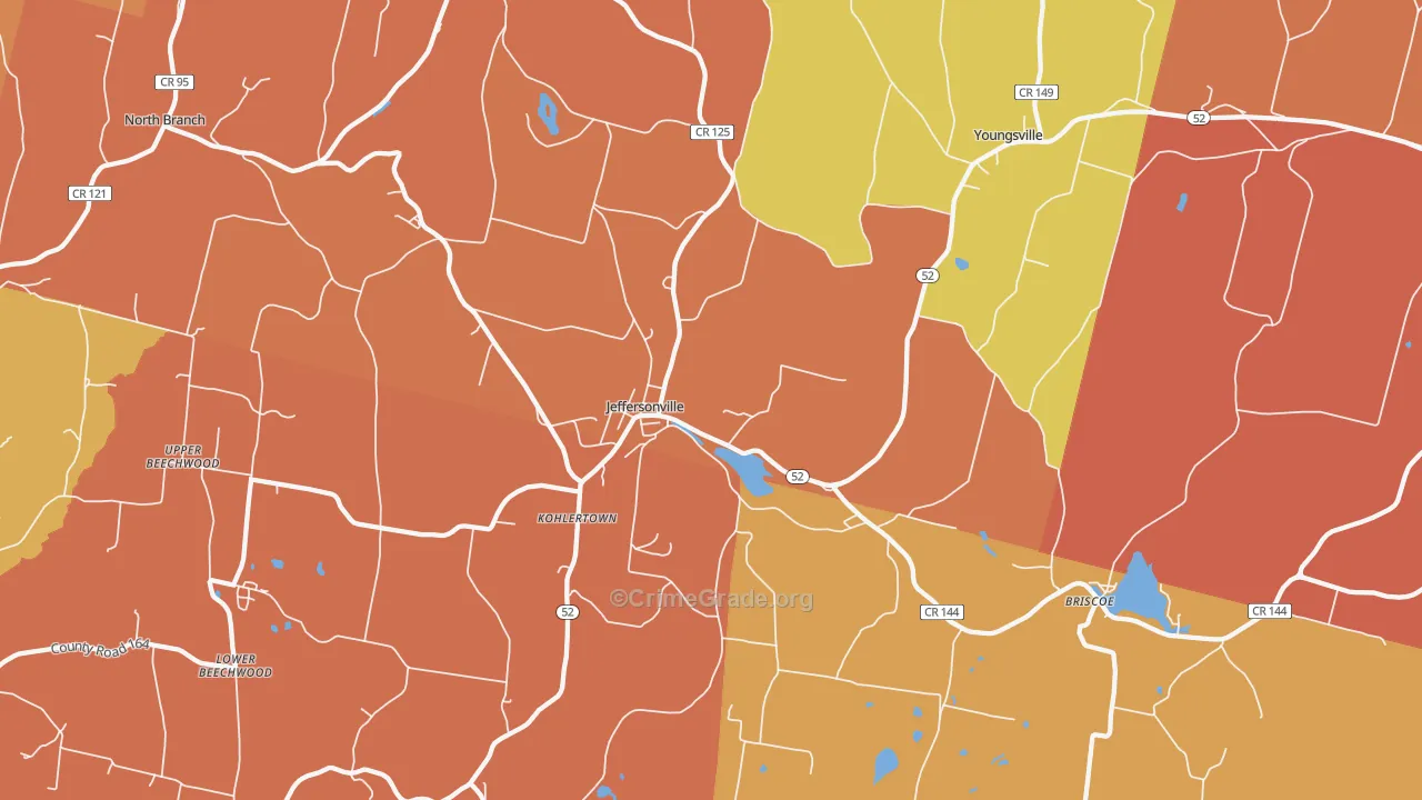 Jeffersonville, NY Map of Burglary Rates