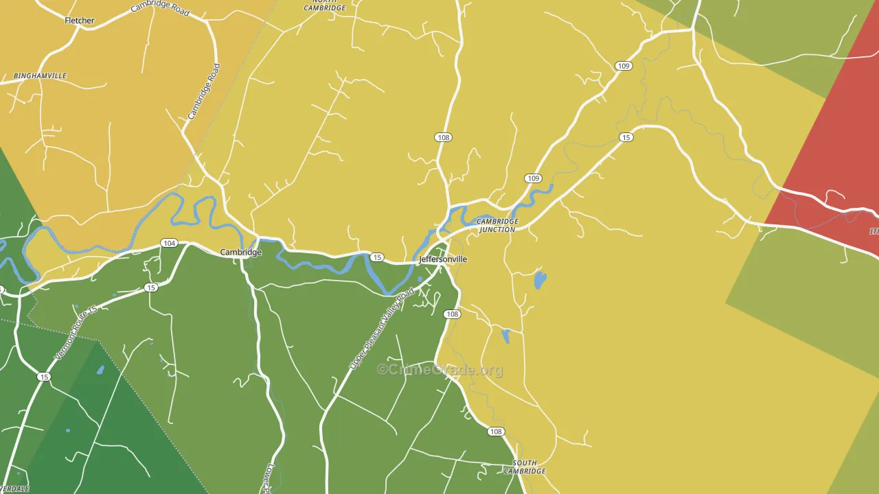 Jeffersonville, VT Map of Burglary Rates