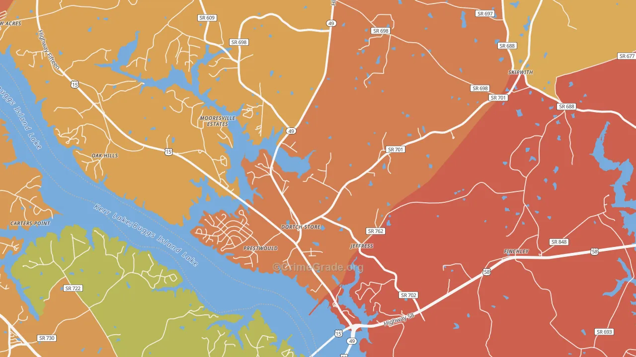 Jeffress, VA Map of Burglary Rates