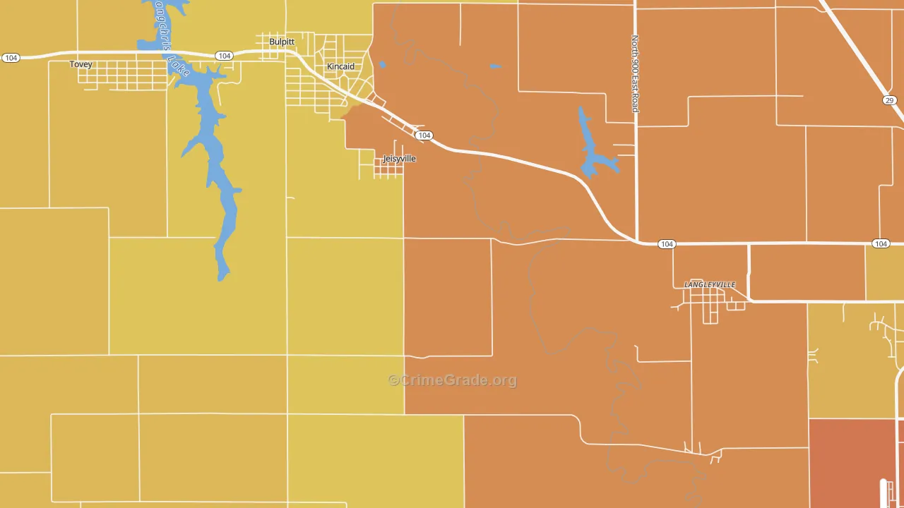 Jeiseyville, IL Map of Burglary Rates