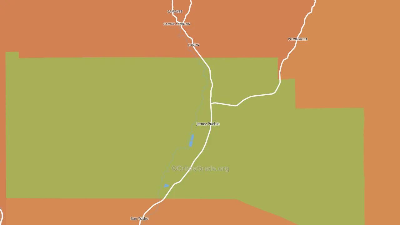 Jemez Pueblo, NM Map of Burglary Rates