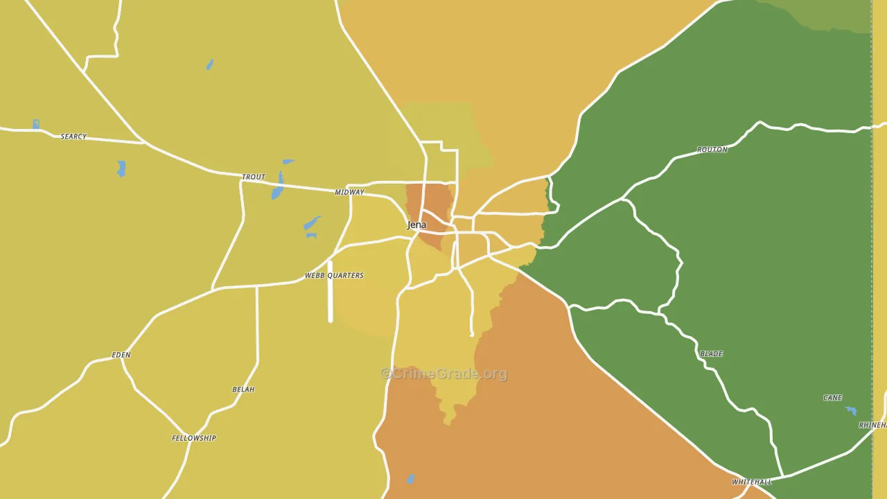 Jena, LA Map of Burglary Rates