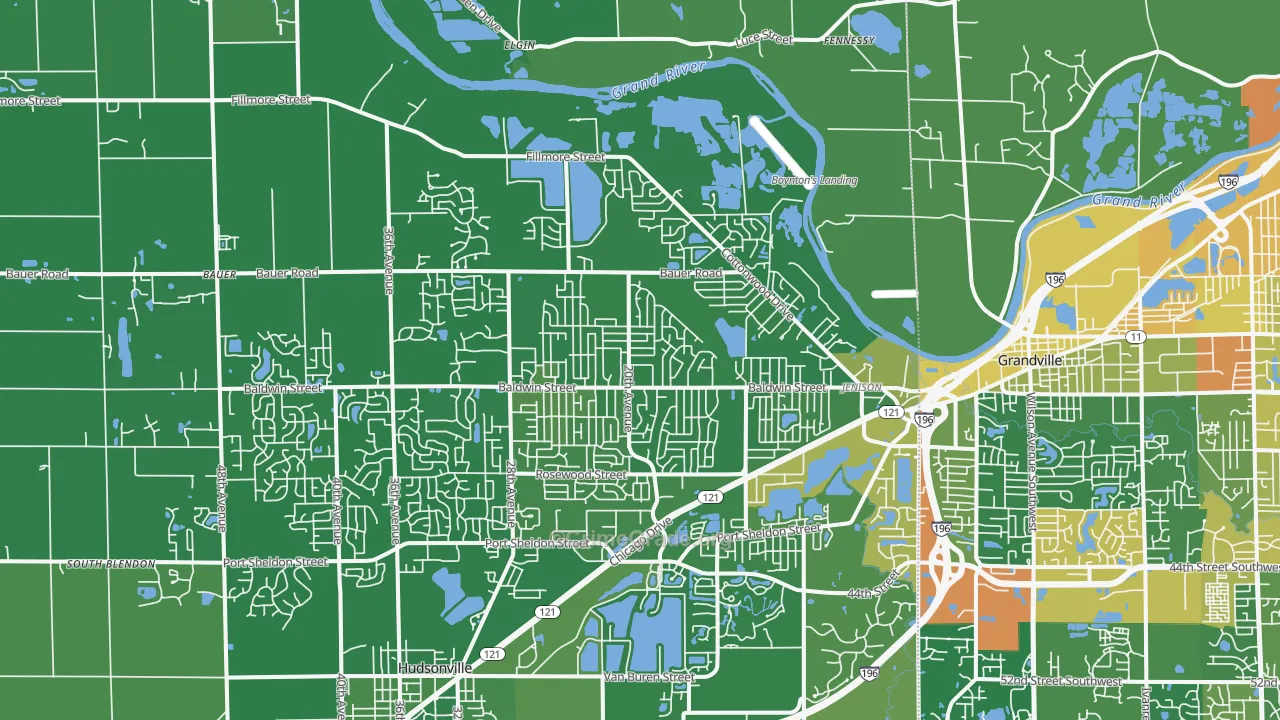 Jenison, MI Map of Burglary Rates