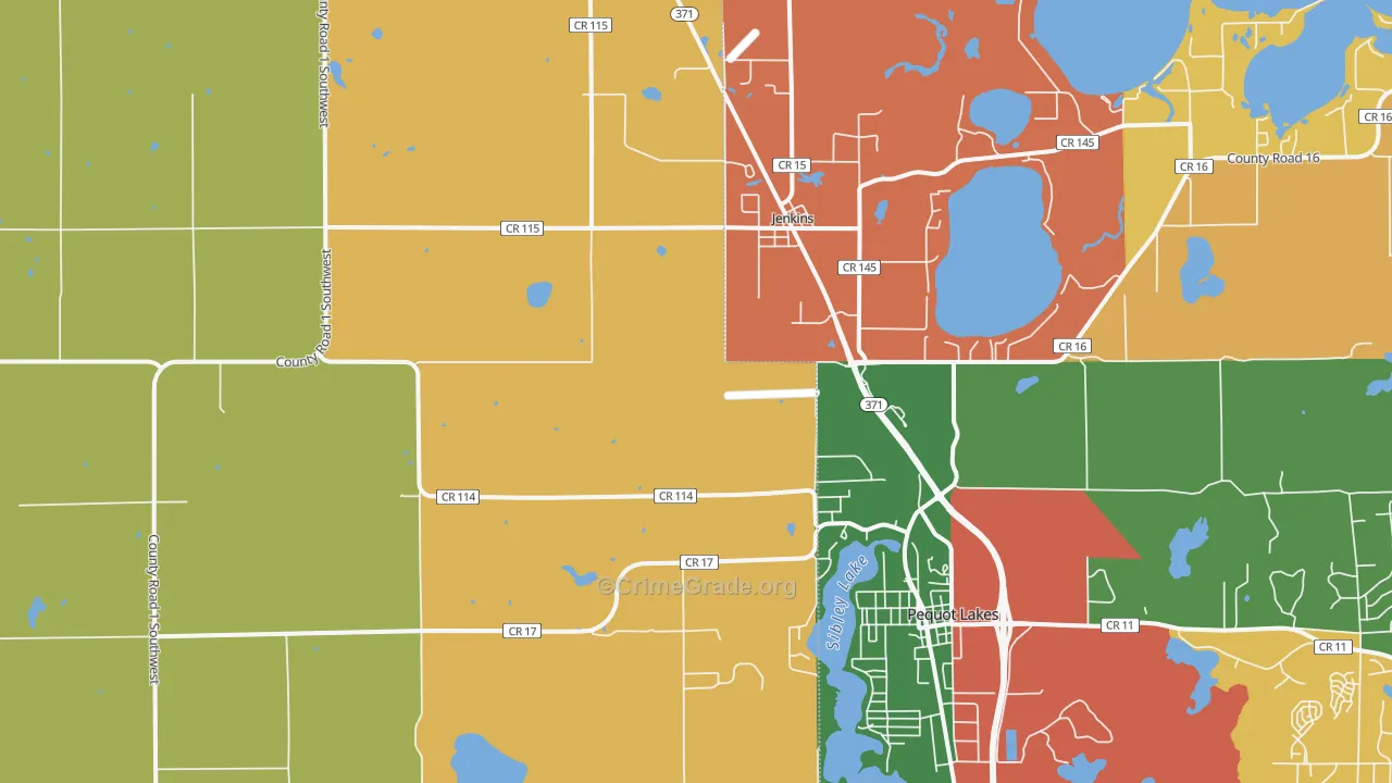 Jenkins, MN Map of Burglary Rates