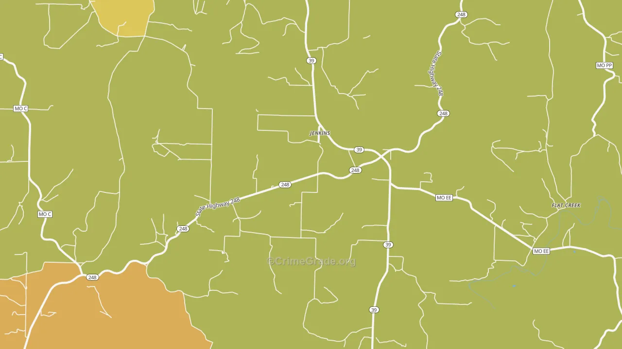 Jenkins, MO Map of Burglary Rates