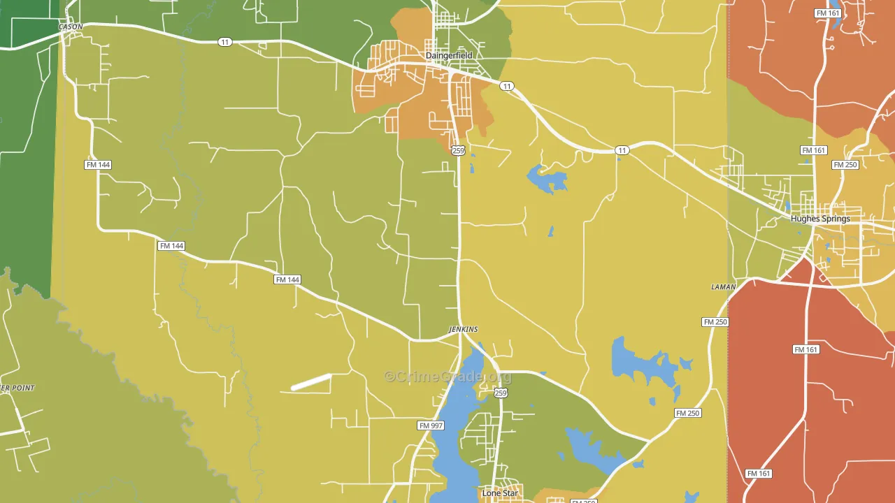 Jenkins, TX Map of Burglary Rates