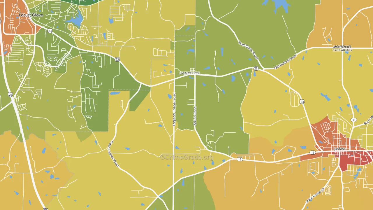 Jenkinsburg, GA Map of Burglary Rates