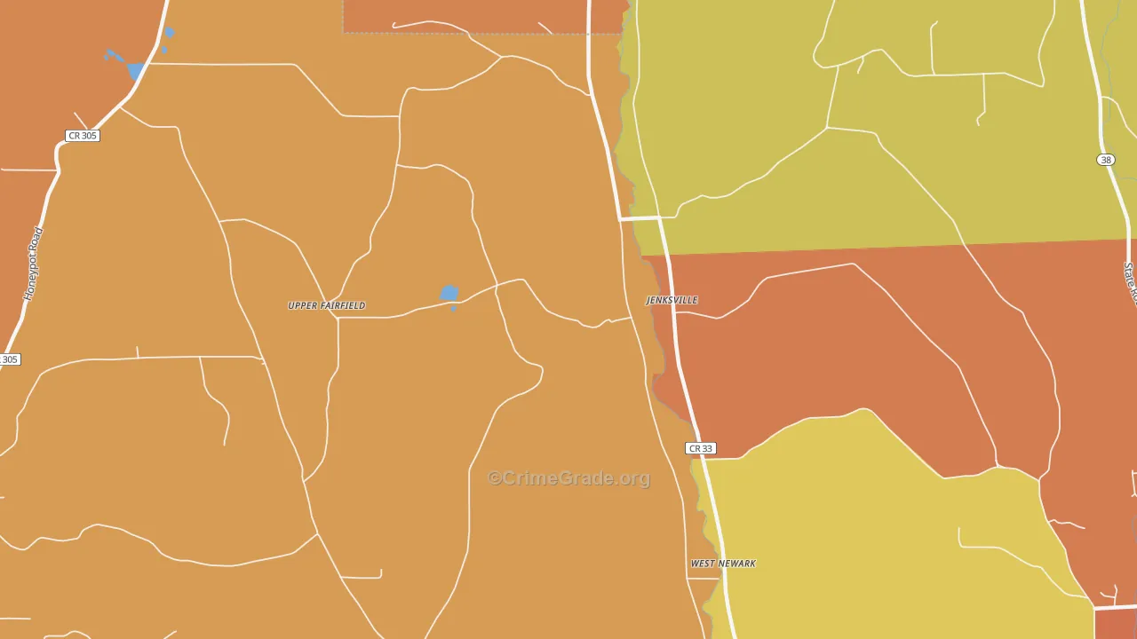 Jenksville, NY Map of Burglary Rates