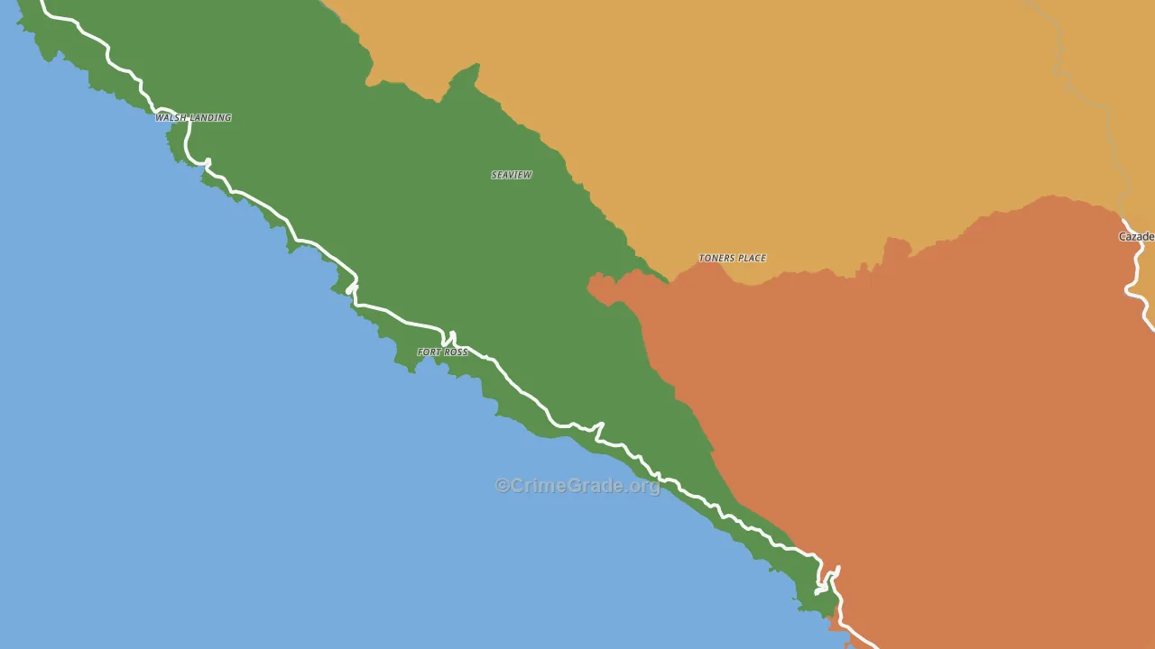 Jenner, CA Map of Burglary Rates