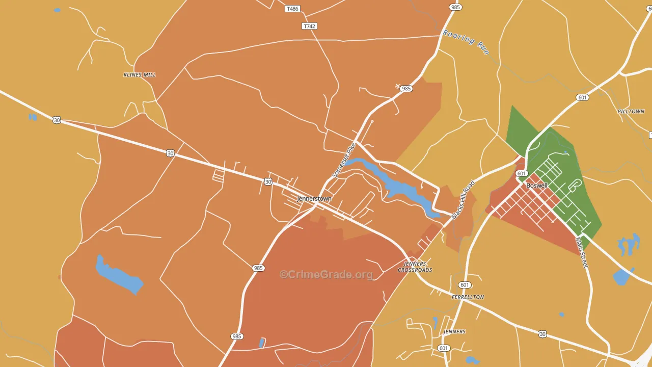 Jennerstown, PA Map of Burglary Rates