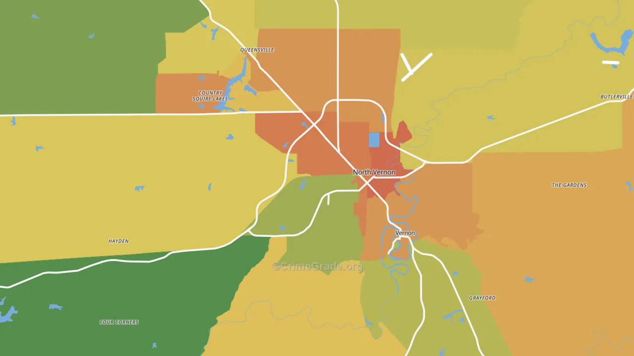 Jennings County, IN Map of Burglary Rates