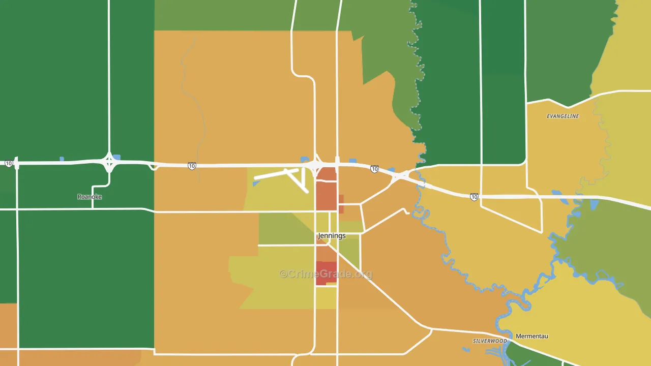 Jennings, LA Map of Burglary Rates