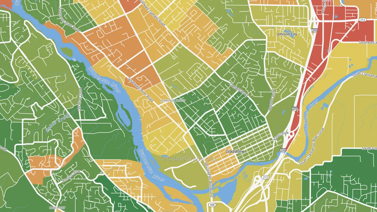 Jennings Lodge, Portland, OR Map of Burglary Rates