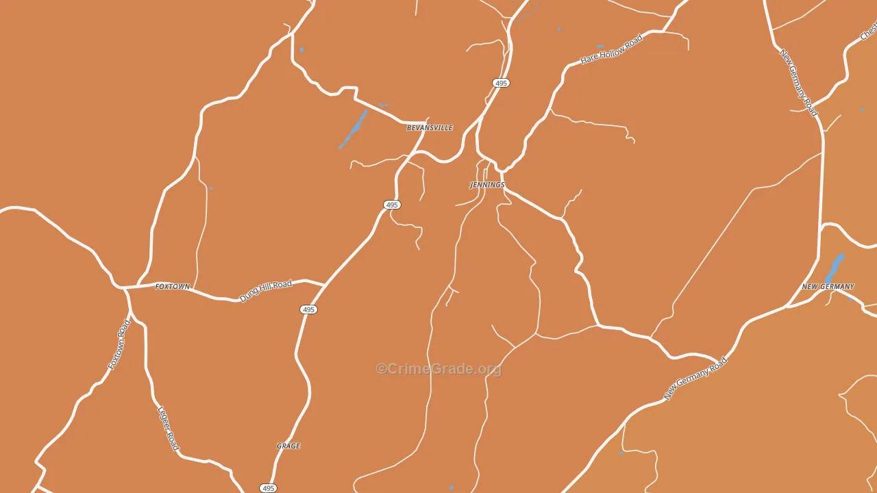 Jennings, MD Map of Burglary Rates