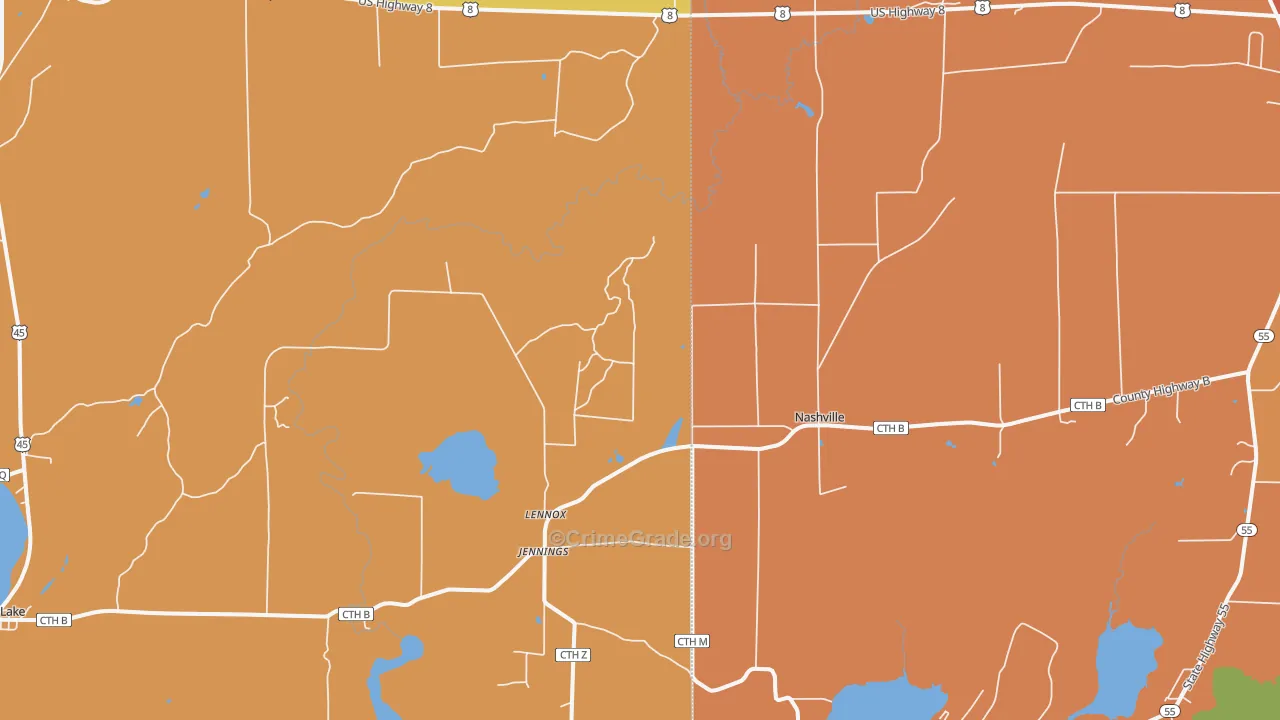 Jennings, WI Map of Burglary Rates