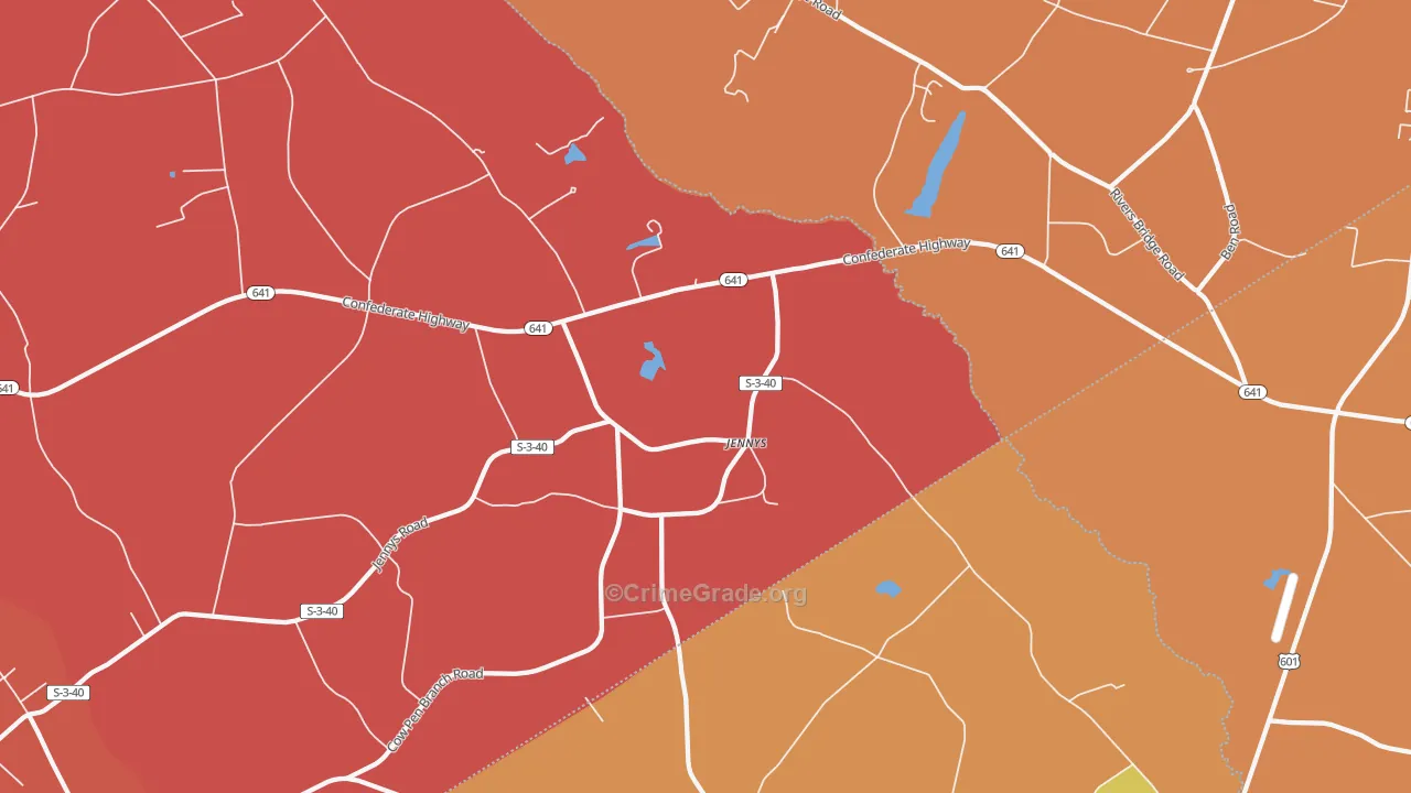 Jennys, SC Map of Burglary Rates