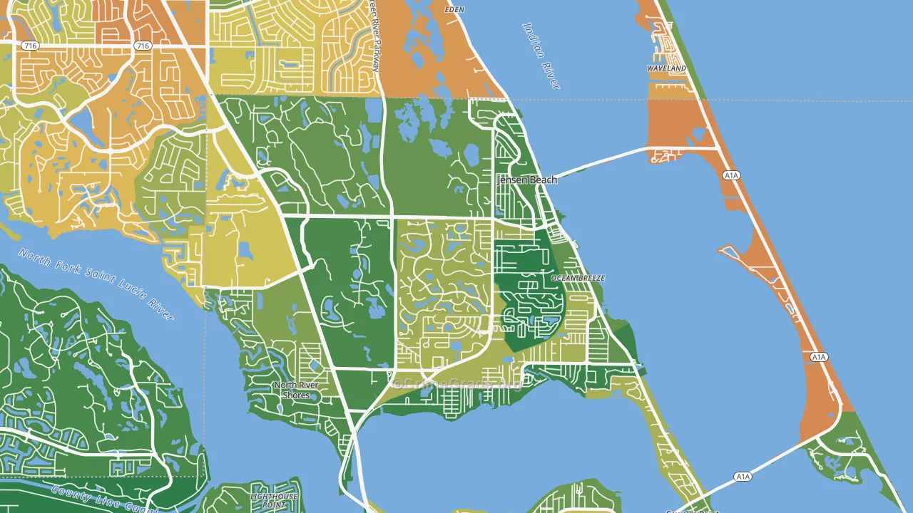 Jensen Beach, FL Map of Burglary Rates