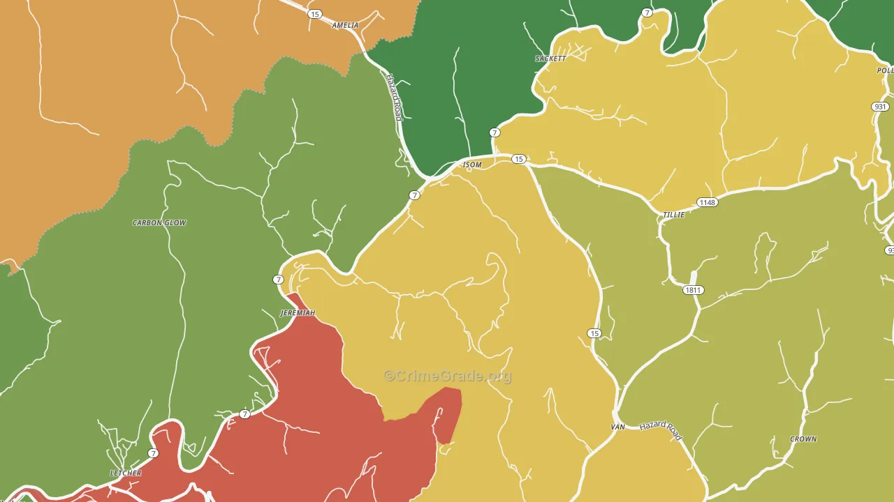 Jeremiah, KY Map of Burglary Rates