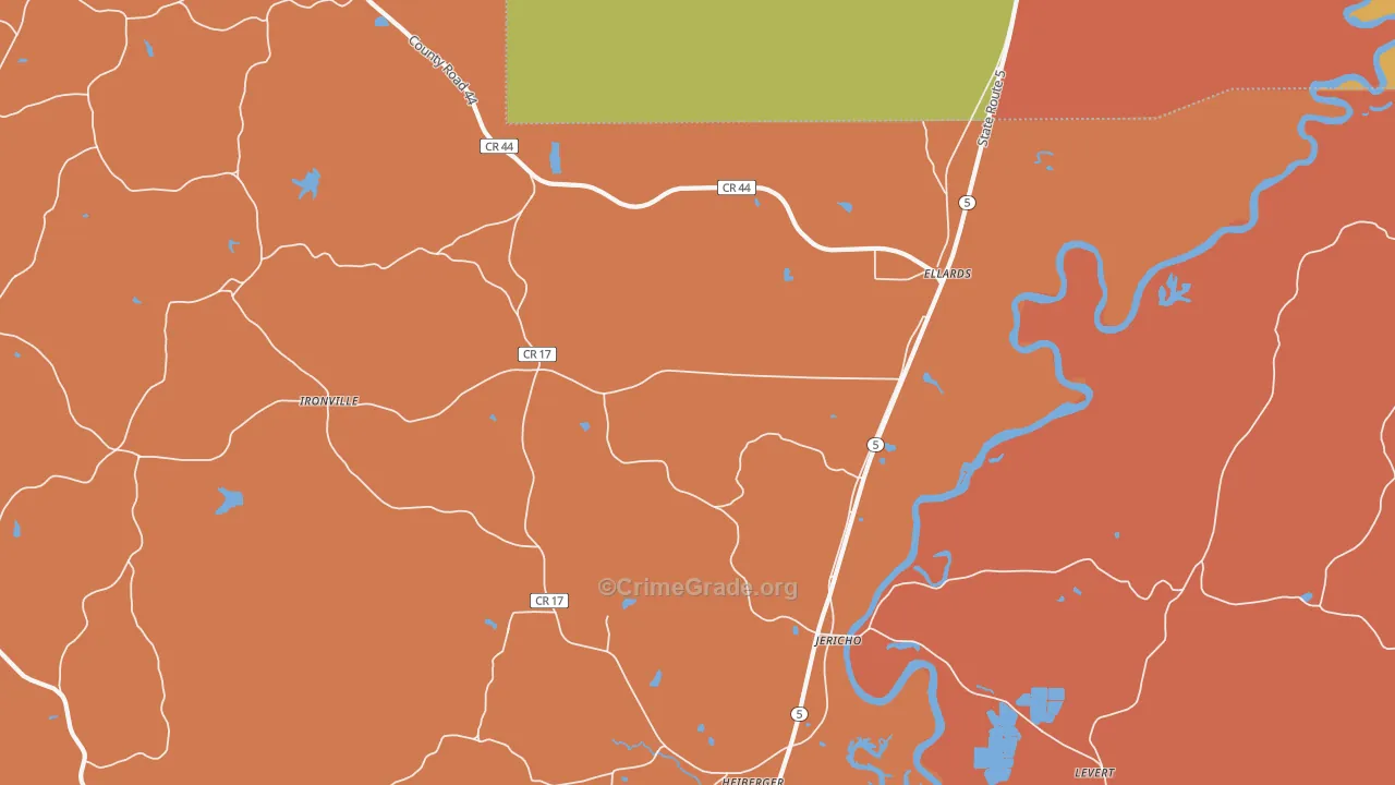 Jericho, AL Map of Burglary Rates