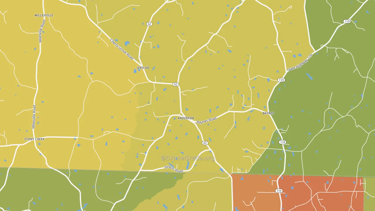 Jericho, NC Map of Burglary Rates