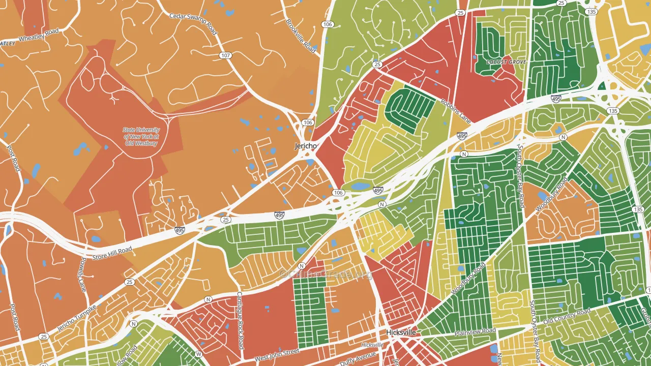 Jericho, NY Map of Burglary Rates