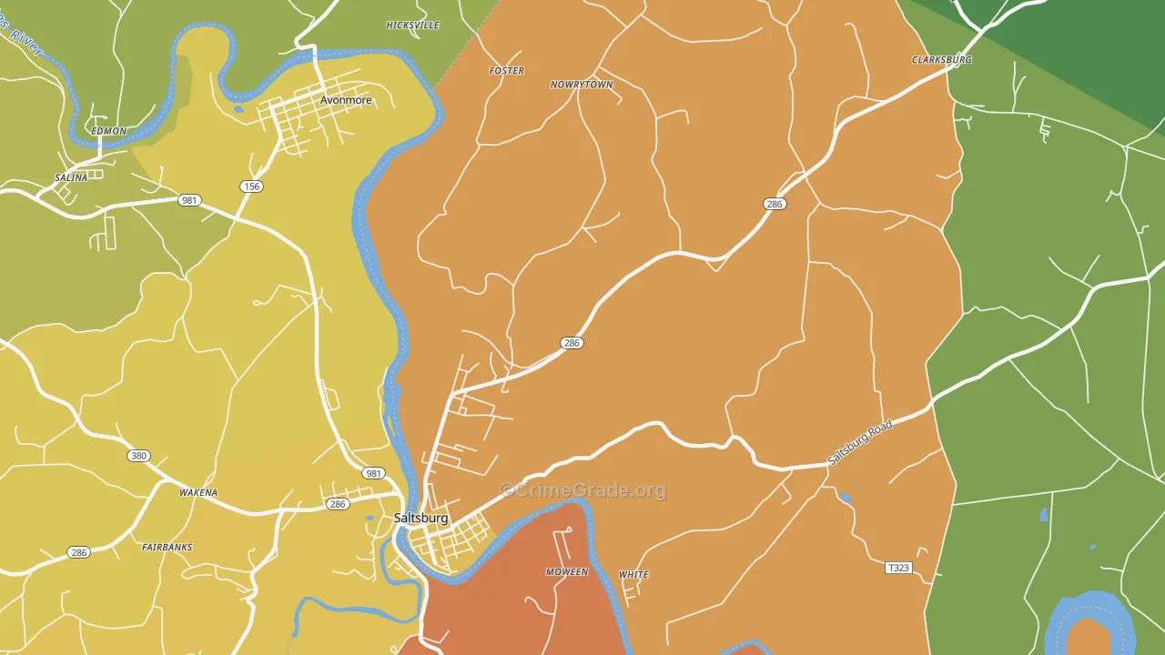 Jericho, PA Map of Burglary Rates
