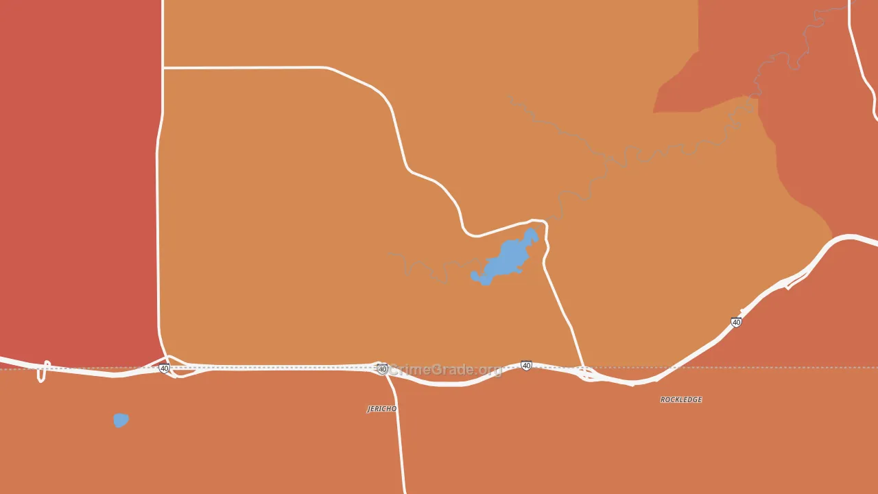 Jericho, TX Map of Burglary Rates