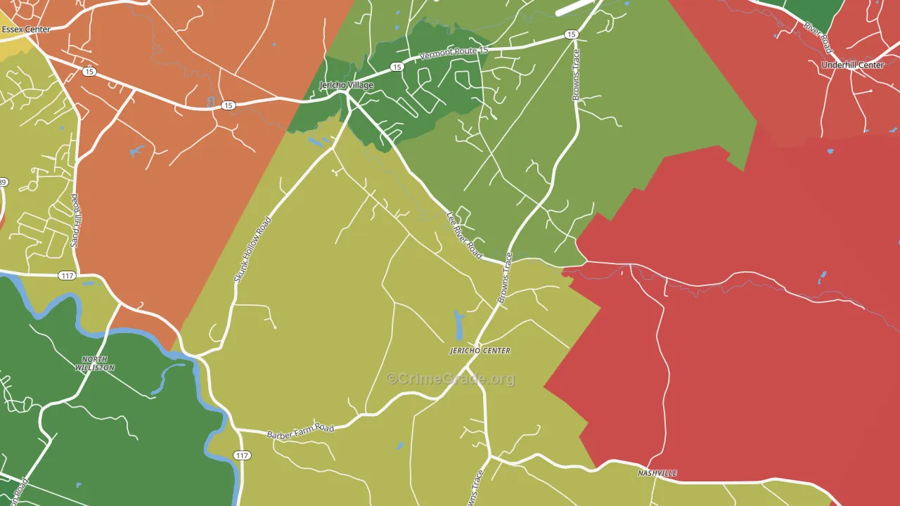 Jericho, VT Map of Burglary Rates