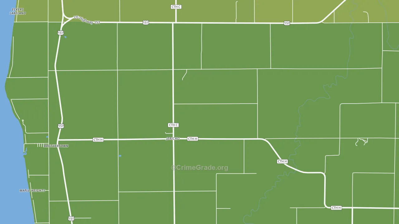 Jericho, WI Map of Burglary Rates