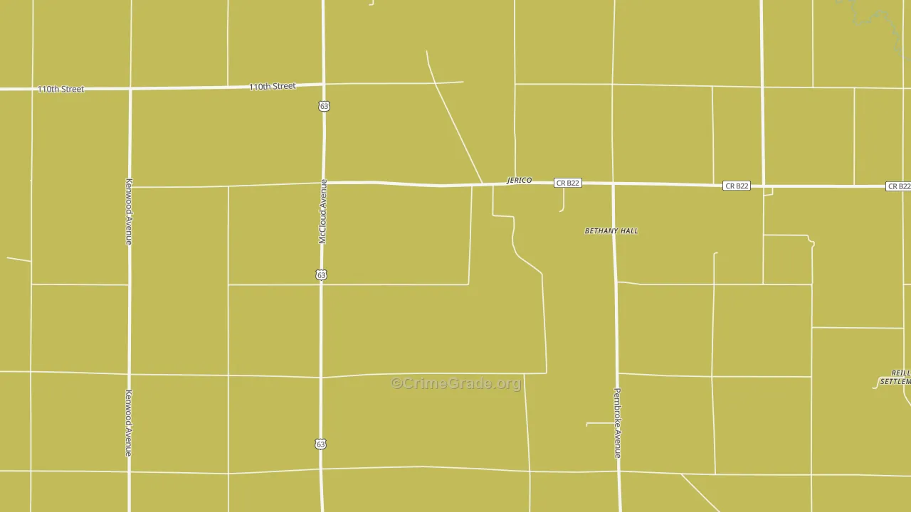 Jerico, IA Map of Burglary Rates