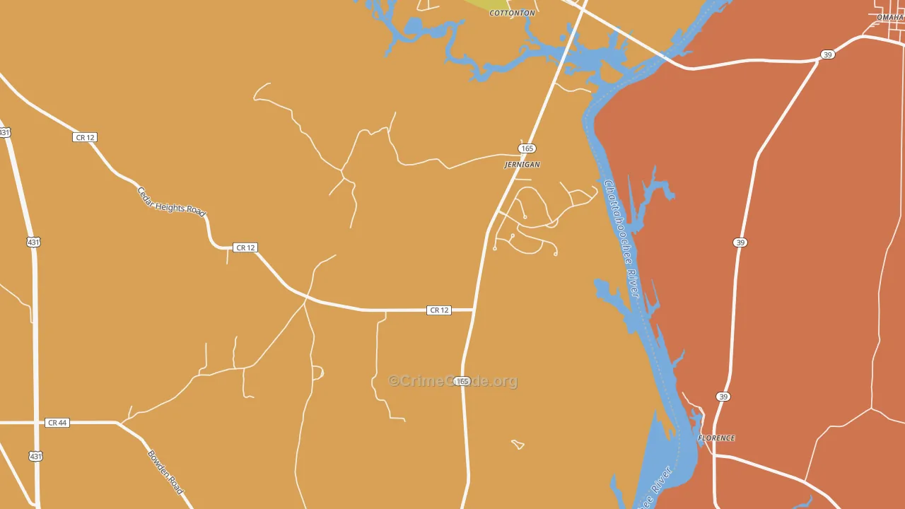 Jernigan, AL Map of Burglary Rates