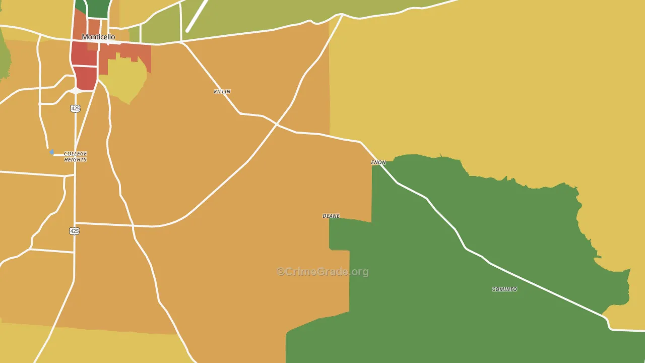 Jerome, AR Map of Burglary Rates