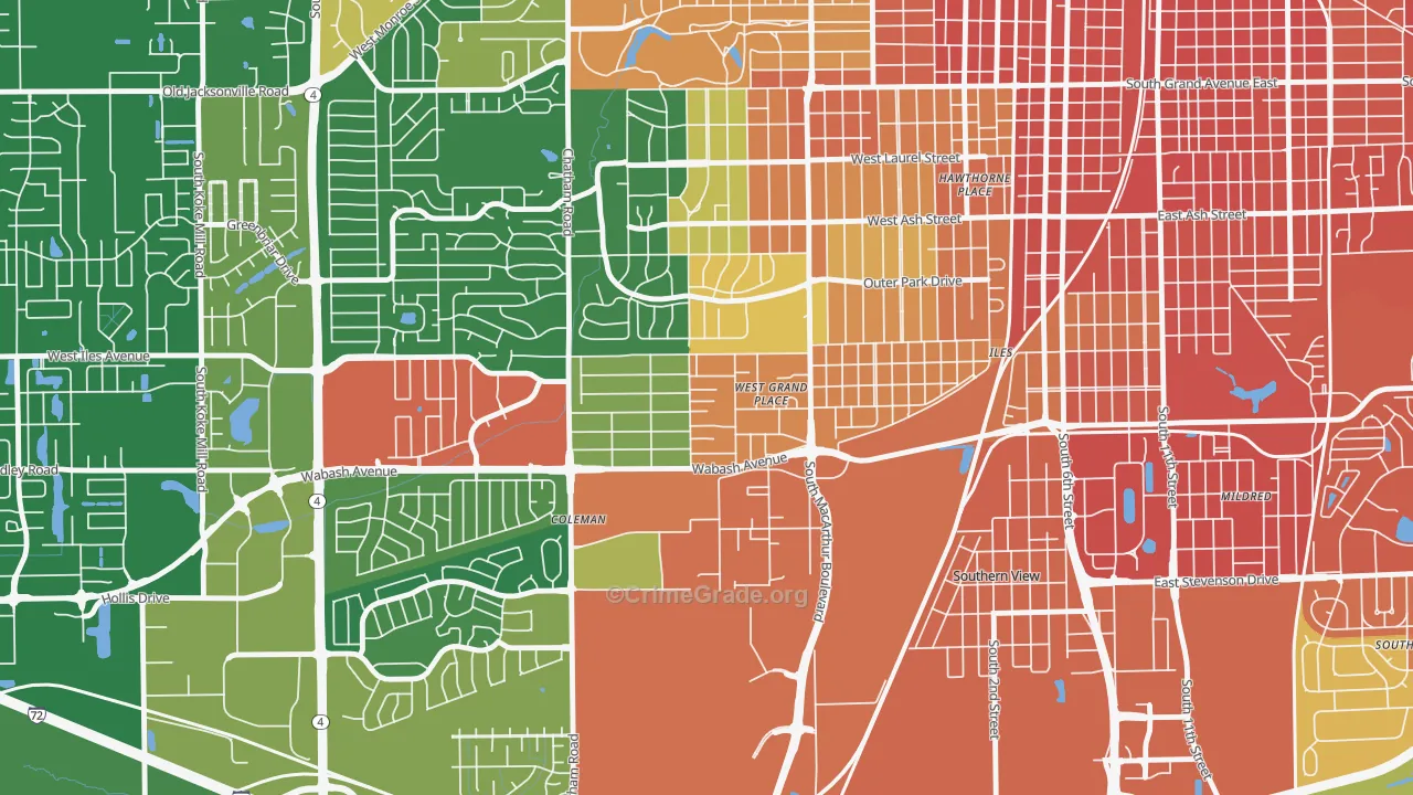 Jerome, IL Map of Burglary Rates