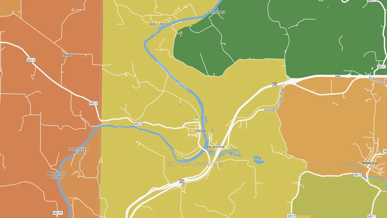 Jerome, MO Map of Burglary Rates