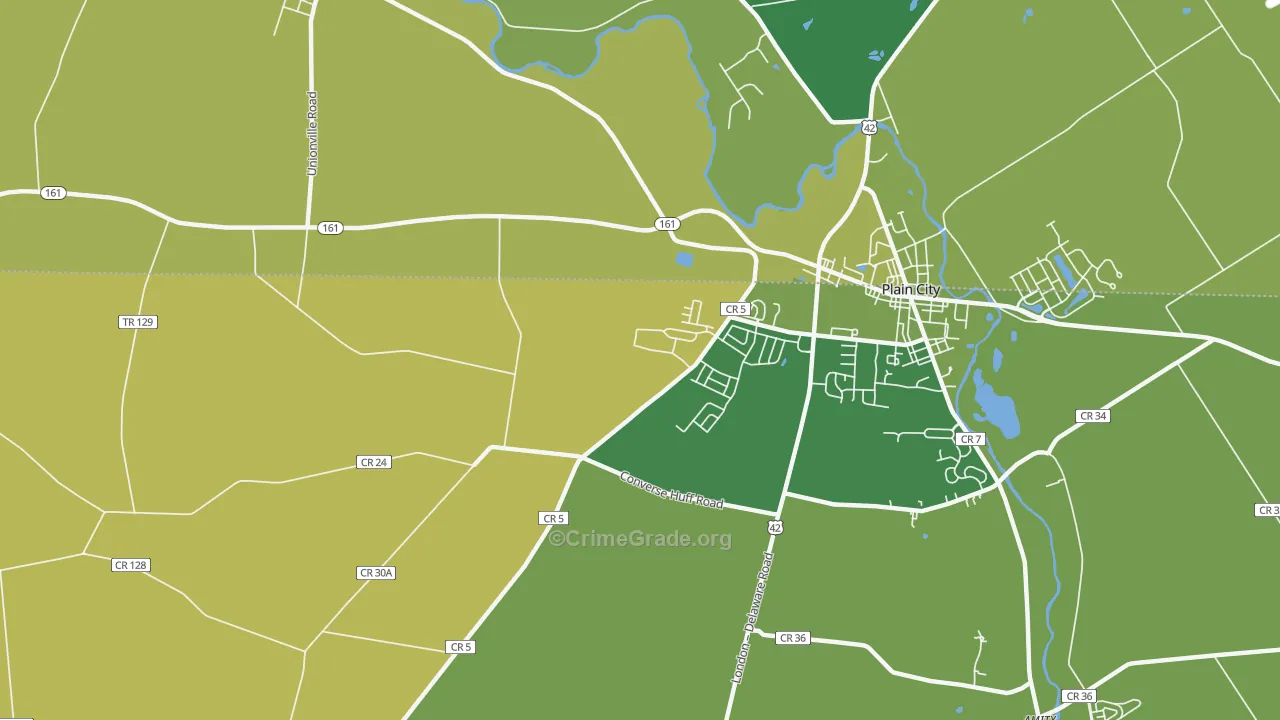 Jerome, OH Map of Burglary Rates