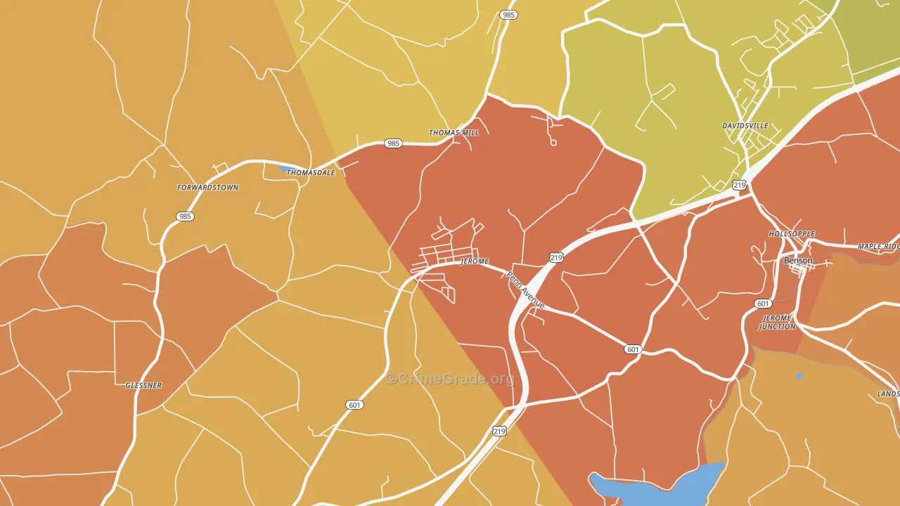 Jerome, PA Map of Burglary Rates
