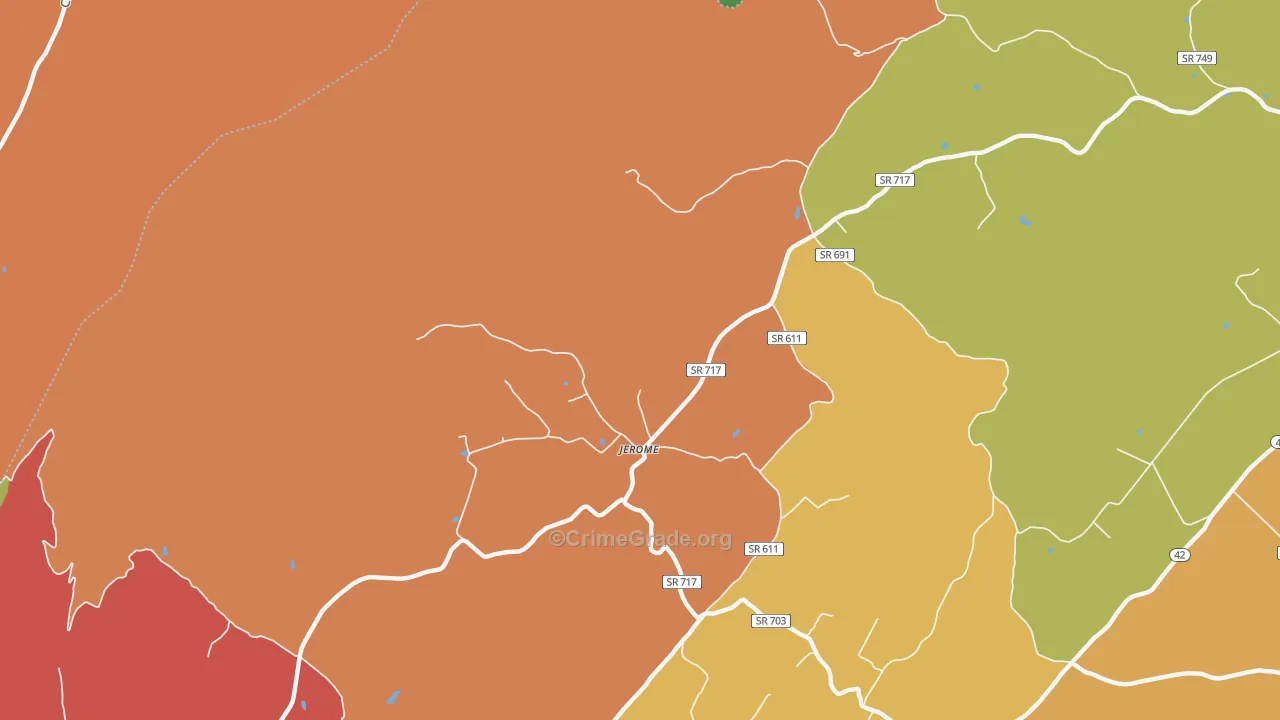 Jerome, VA Map of Burglary Rates