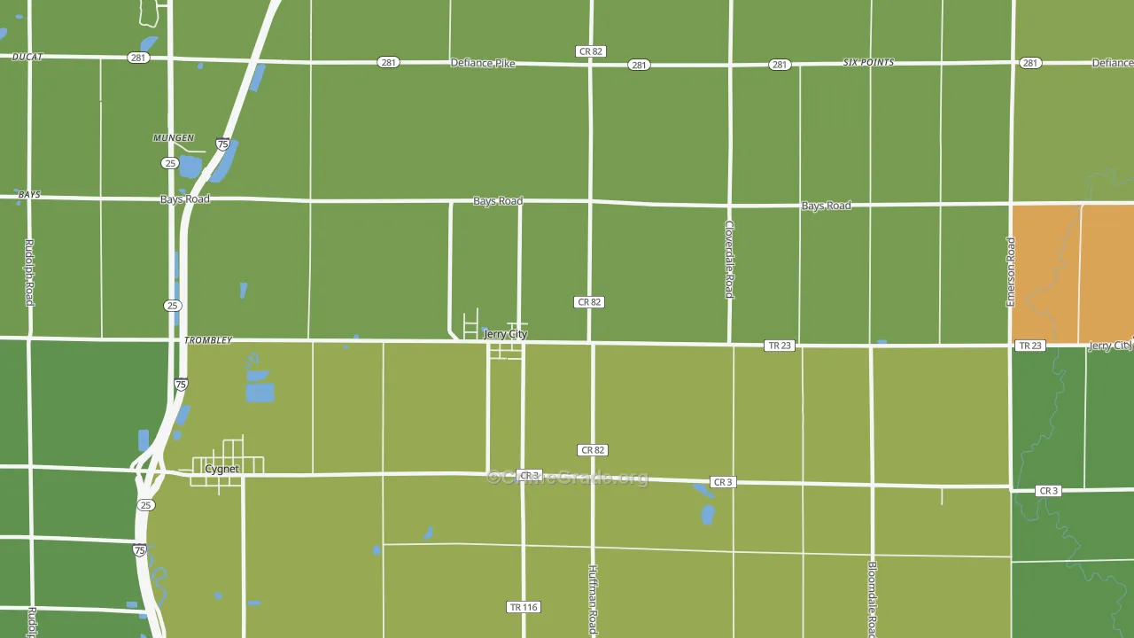 Jerry City, OH Map of Burglary Rates