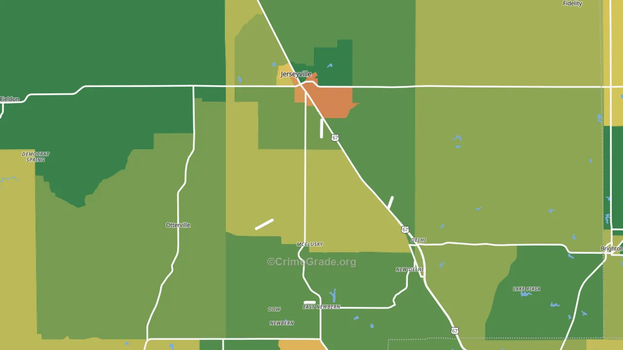 Jersey County, IL Map of Burglary Rates