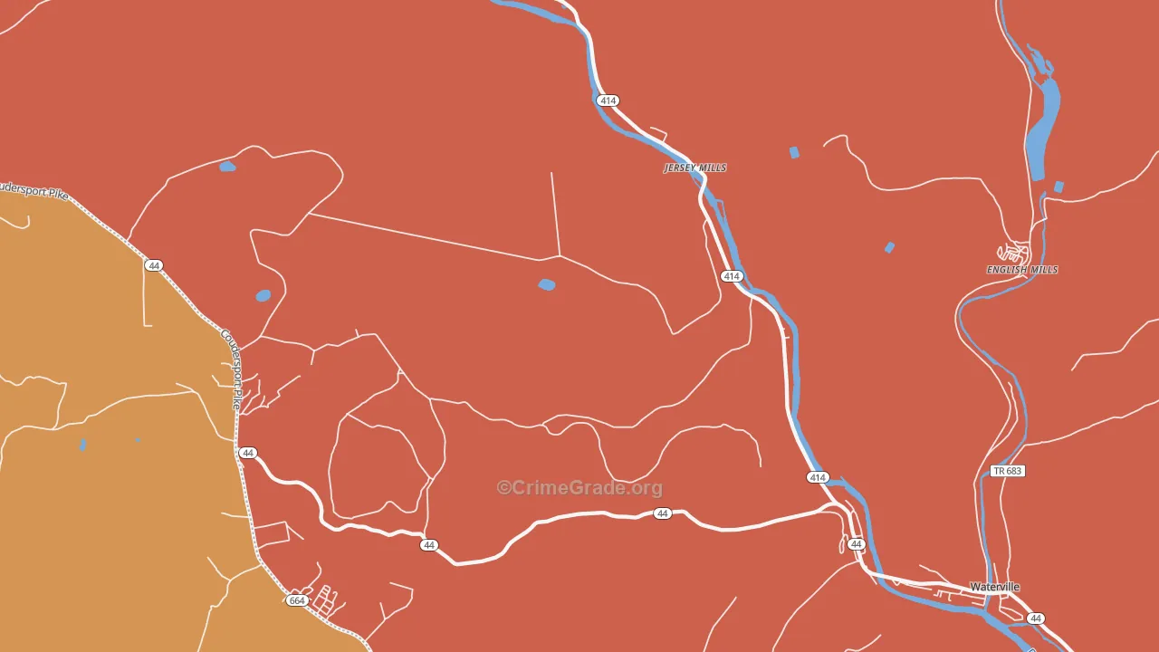 Jersey Mills, PA Map of Burglary Rates