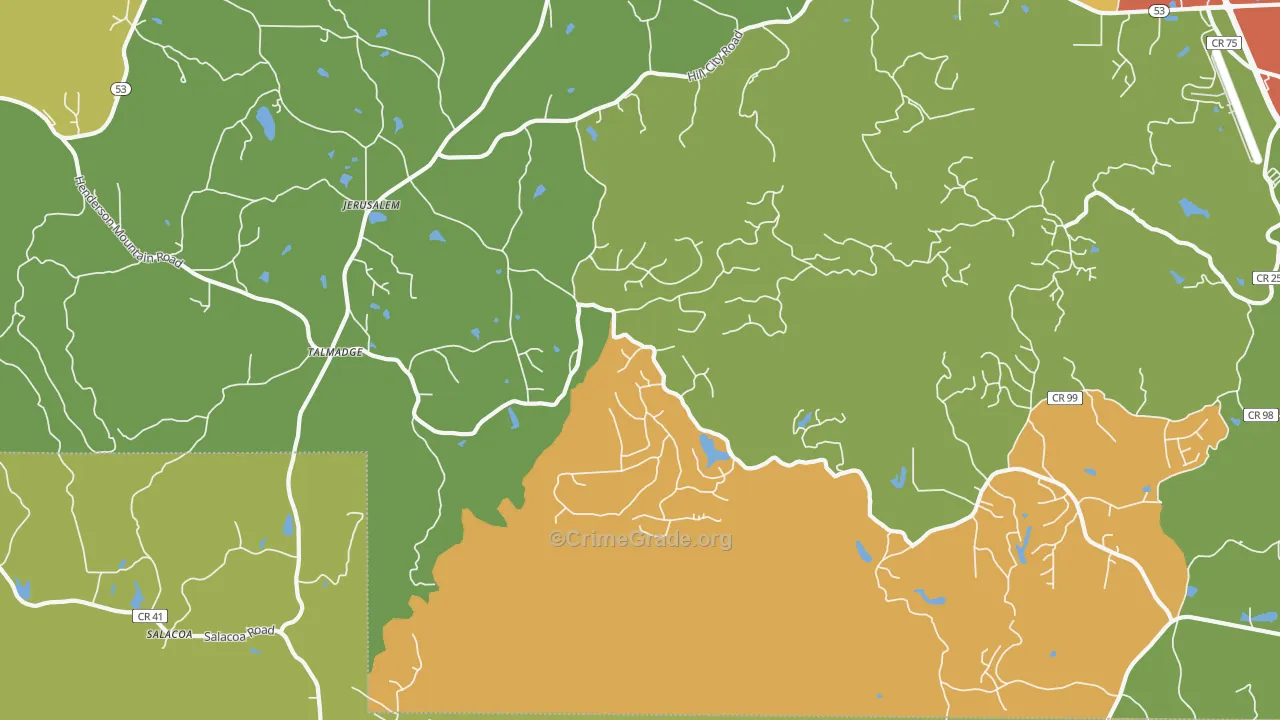 Jerusalem, GA Map of Burglary Rates
