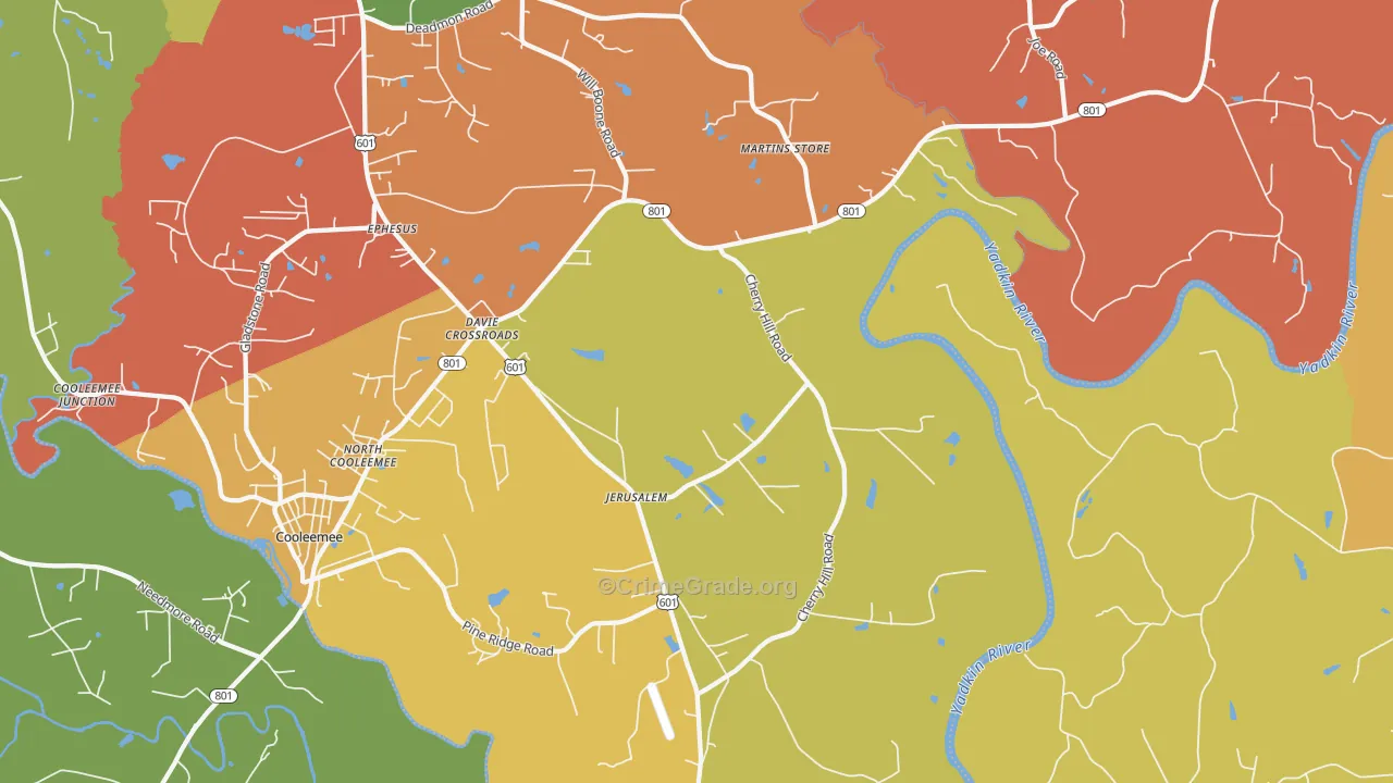 Jerusalem, NC Map of Burglary Rates