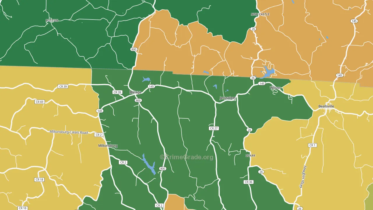 Jerusalem, OH Map of Burglary Rates