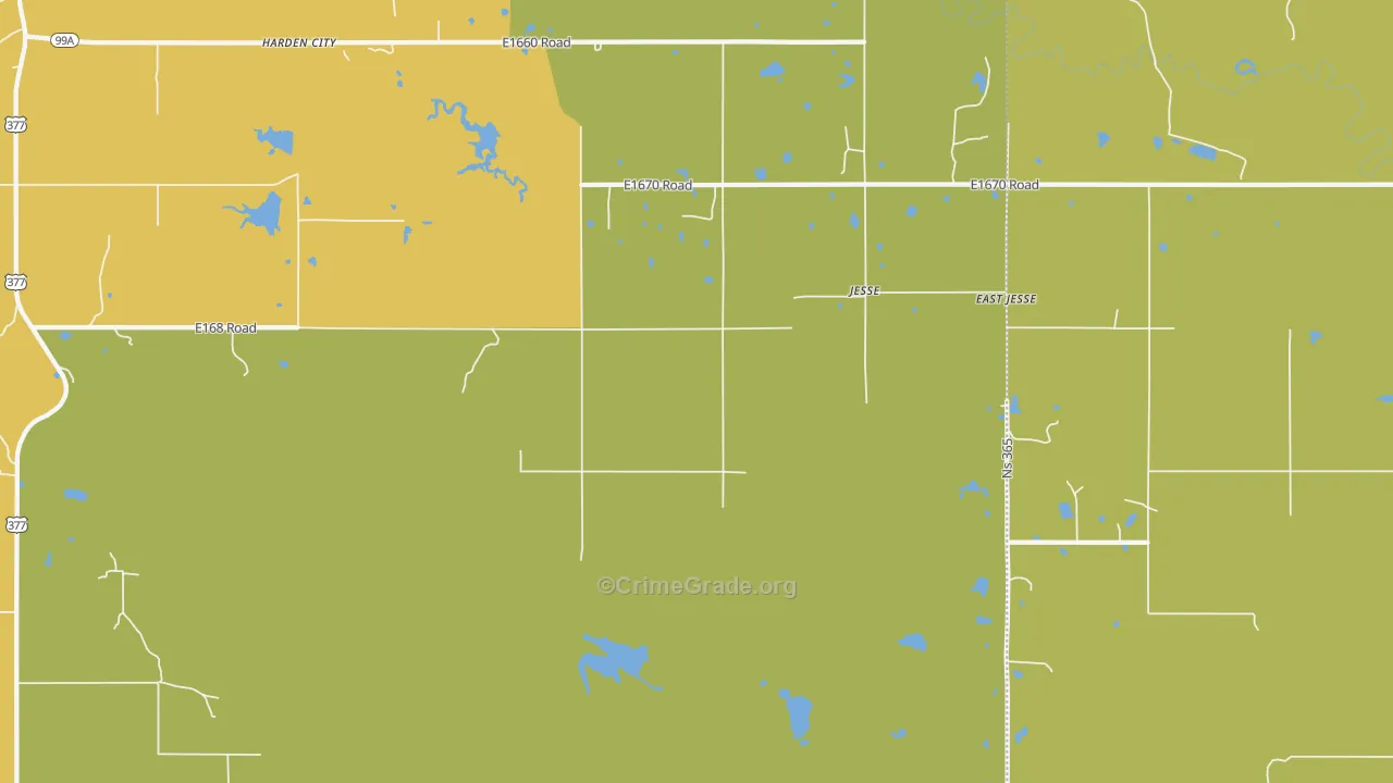 Jesse, OK Map of Burglary Rates