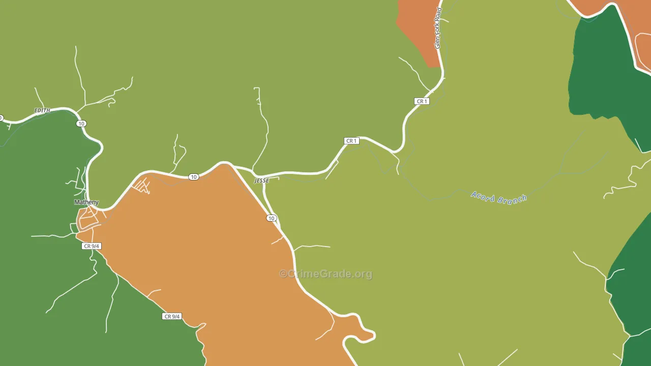 Jesse, WV Map of Burglary Rates