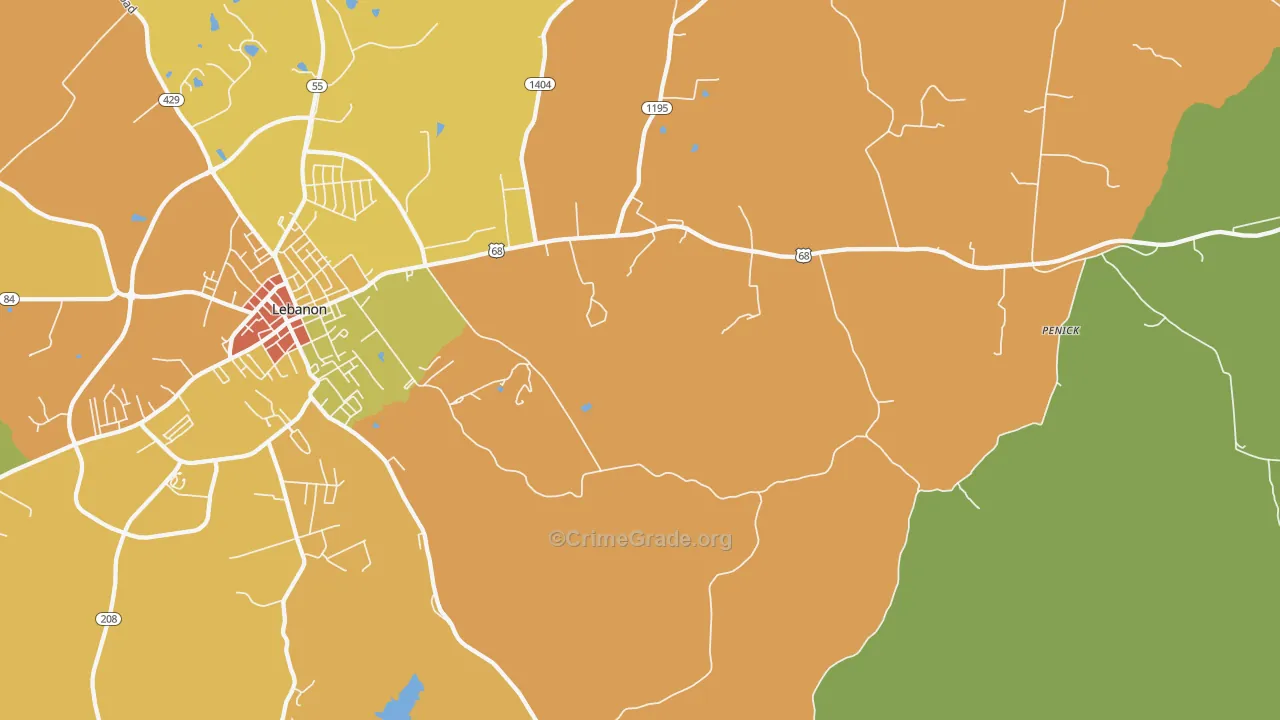 Jessietown, KY Map of Burglary Rates